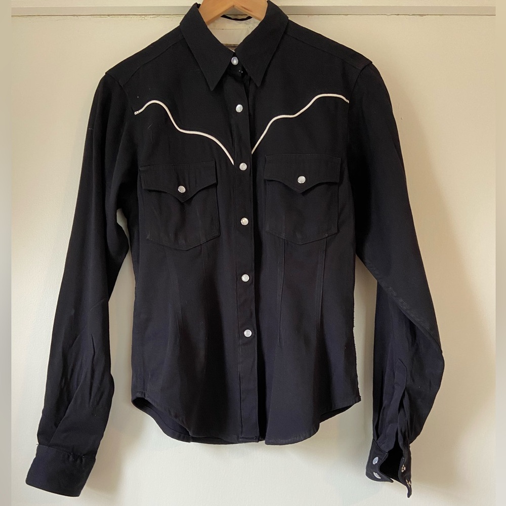 Vintage Roper pearl-snap black long-sleeve blouse, Women’s Sz S